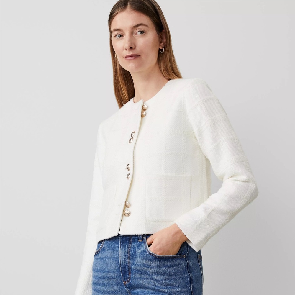 NWT Ann Taylor Double Button Jacket in Boucle Tweed - Picture 3 of 6